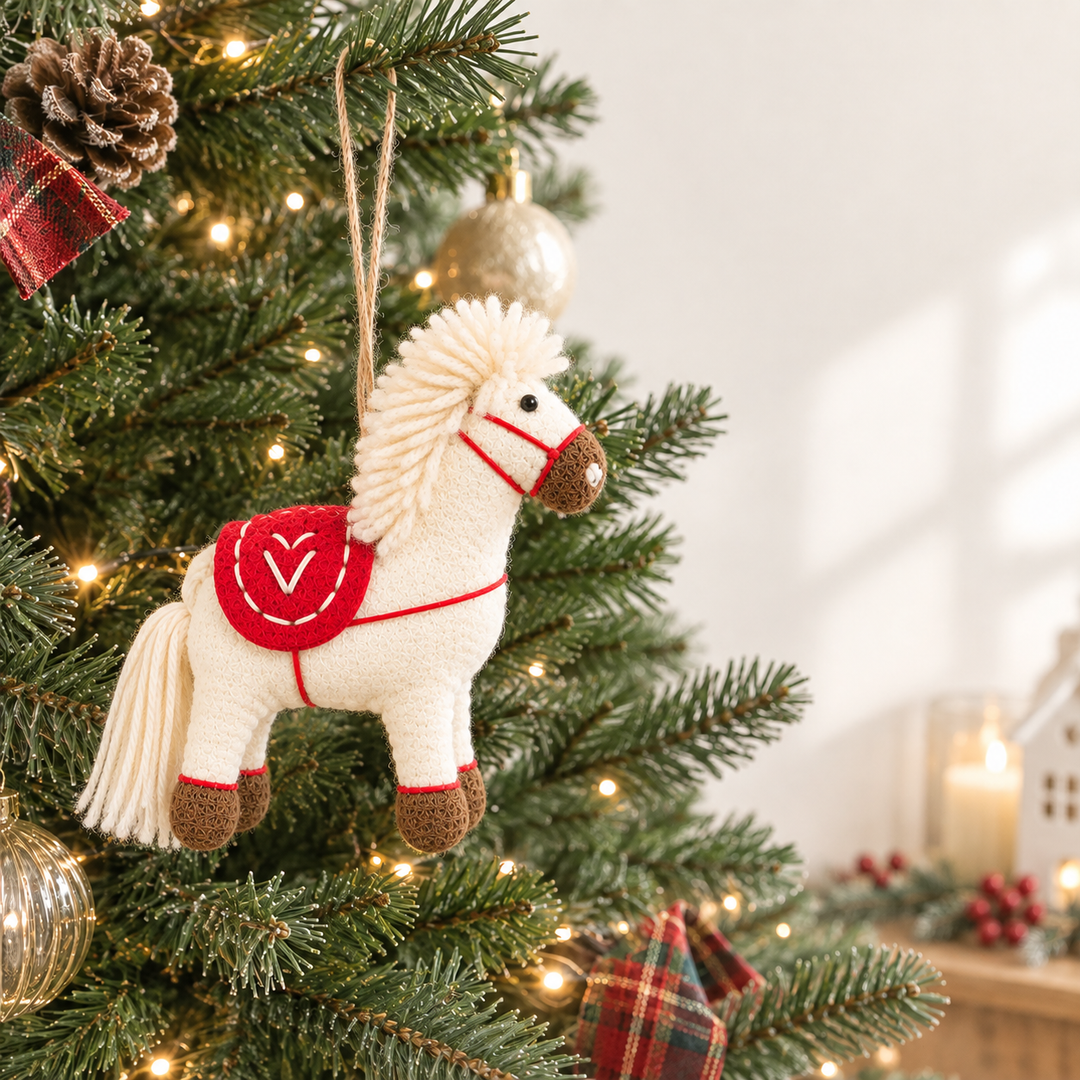Felt White Christmas Horse Ornament