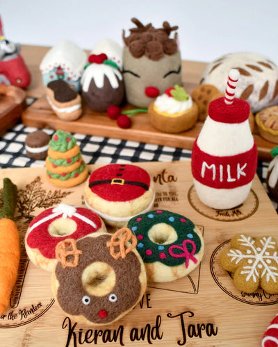 Felt Christmas Donut, Green Holly Wreath Icing