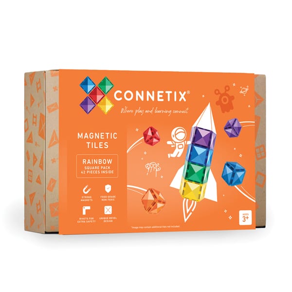 Connetix Tiles 42 Piece Rainbow Square Pack