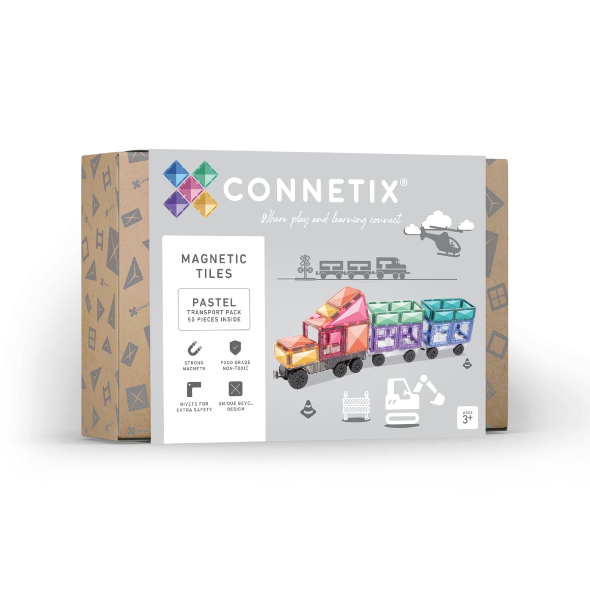 Connetix Tiles 50 Piece Pastel Transport Pack