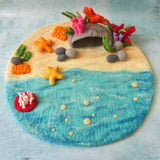 Coral Cave Felt Play Mat, Little Brood hand-felted wool play mat, a hand-felted coral reef scene for small-world ocean play. · view 4