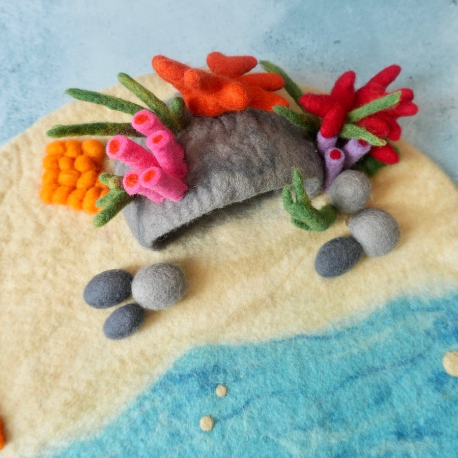 Coral Cave Felt Play Mat, made for open-ended, small-world play.