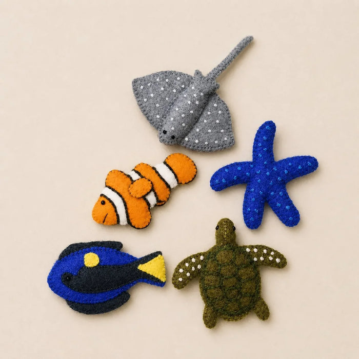 Coral Reef, Under the Sea, Finger Puppet Set of 5