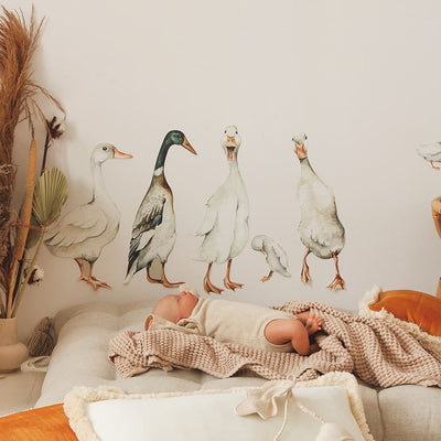 White Ducks Wall Decal Set