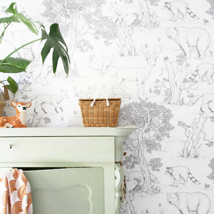 Sketchbook Animals White Wallpaper