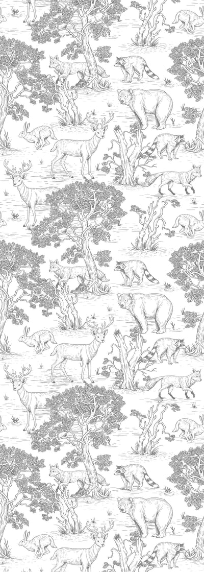 Sketchbook Animals White Wallpaper