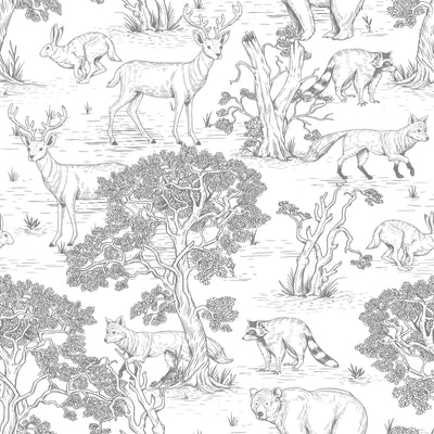 Sketchbook Animals White Wallpaper