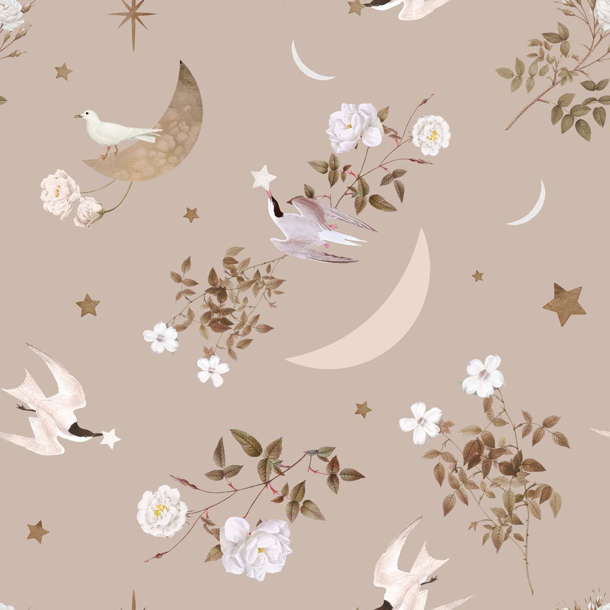 Birds in the Night Sky Wallpaper