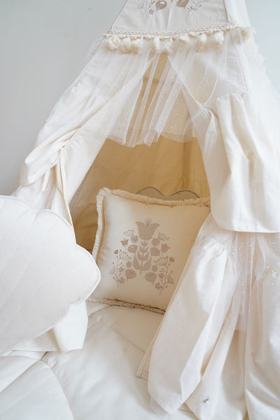 “Boho” Teepee Tent with Frills and "Caramel" Mat with Frill Set