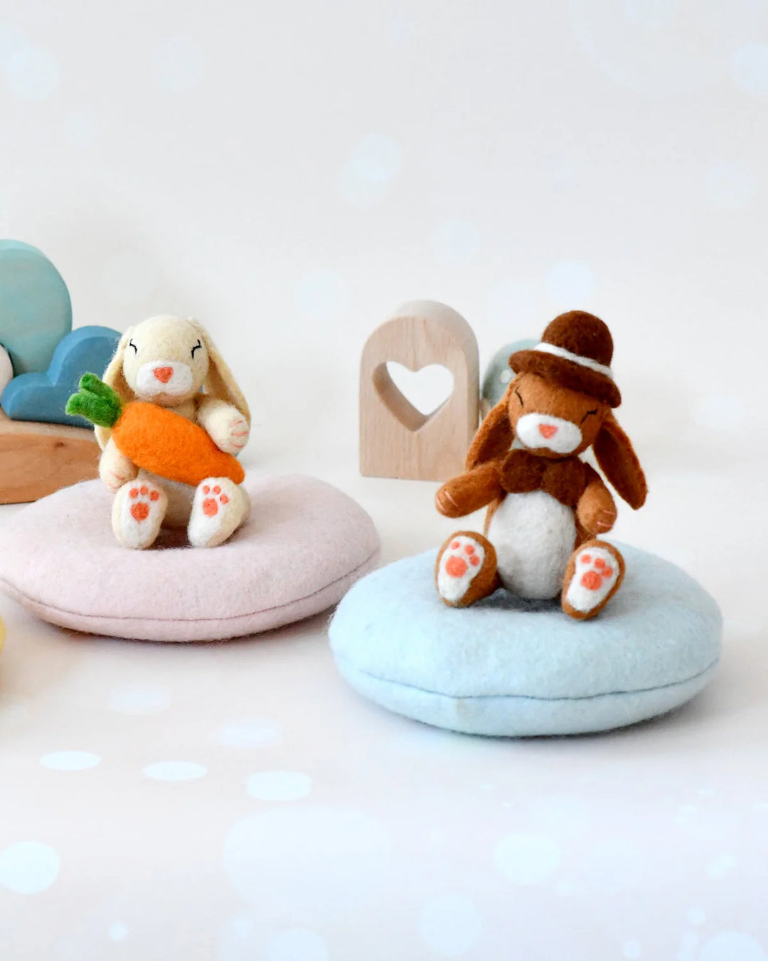 Sale Felt Bunny Rabbit with Top Hat on Cushion