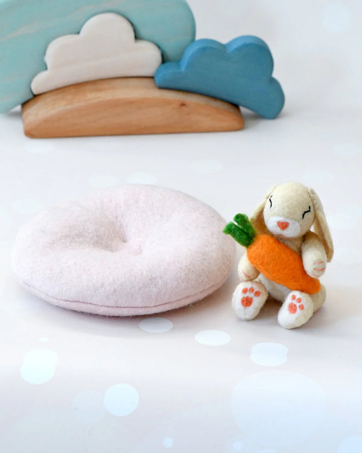 Sale Felt Bunny Rabbit with Carrot on Cushion