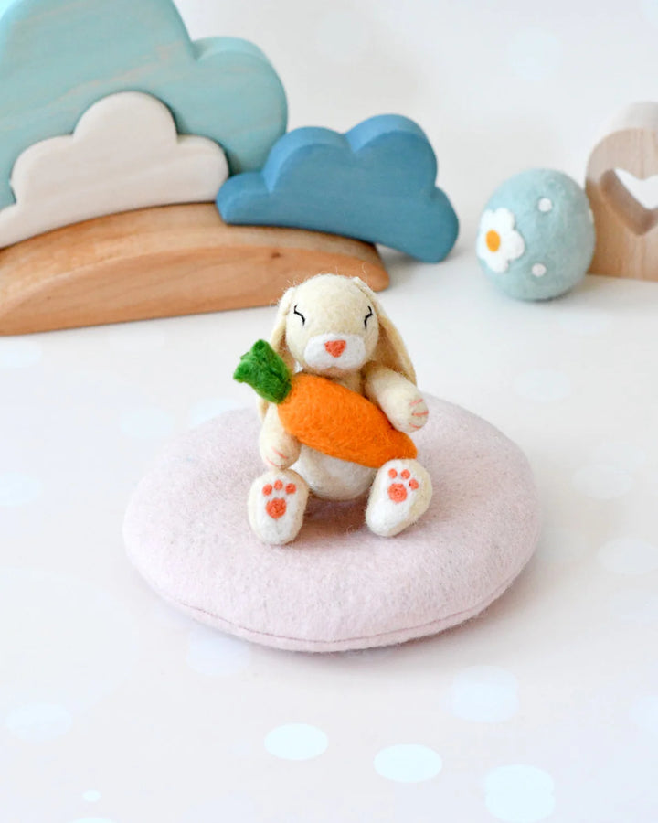 Sale Felt Bunny Rabbit with Carrot on Cushion