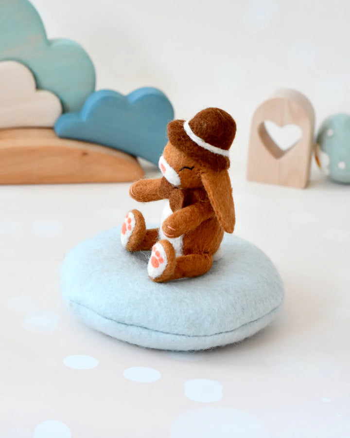Sale Felt Bunny Rabbit with Top Hat on Cushion