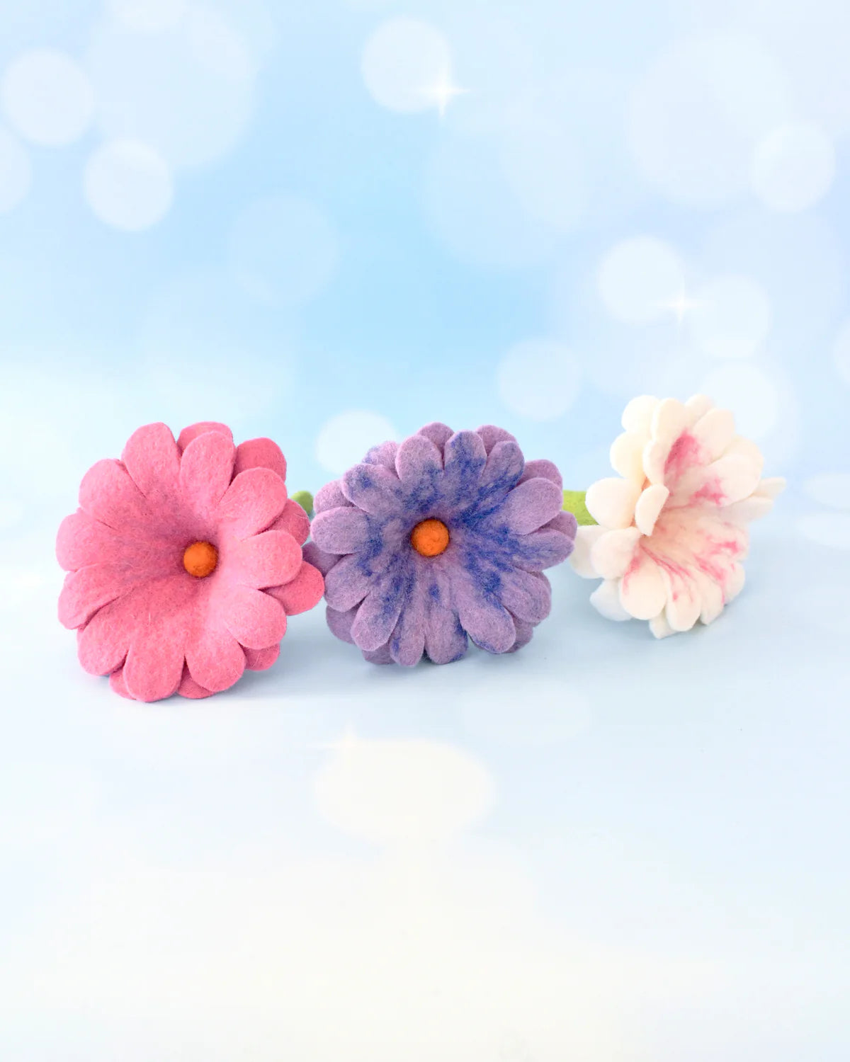 Pre-Order Felt Pastel Flowers Set of 3 (Ships in early September)