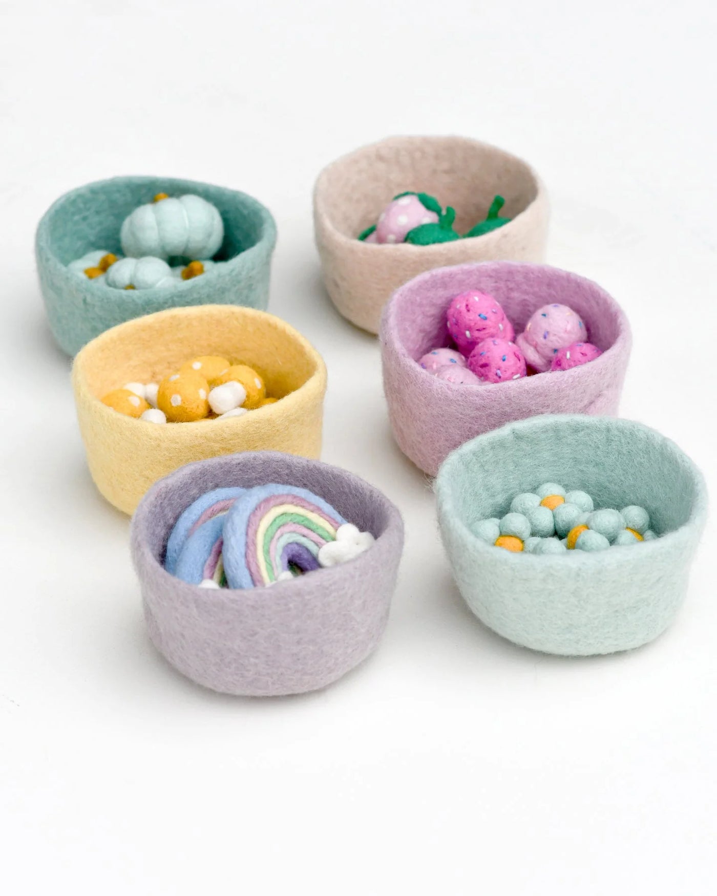 Sale Felt Big Pastel Colorful Bowls, Set of 6