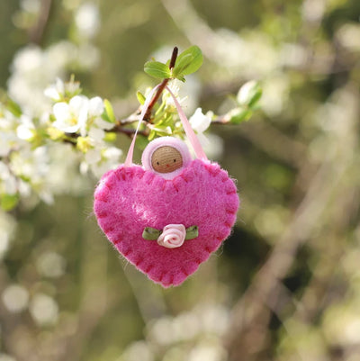 Sale Fairyshadow Bright Pink Heart Necklace with Pink Baby