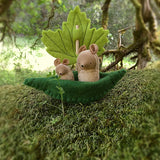 Fairyshadow Felt Toy Boat with Leaf Sail with Mama and Baby Tan Mouse · view 1
