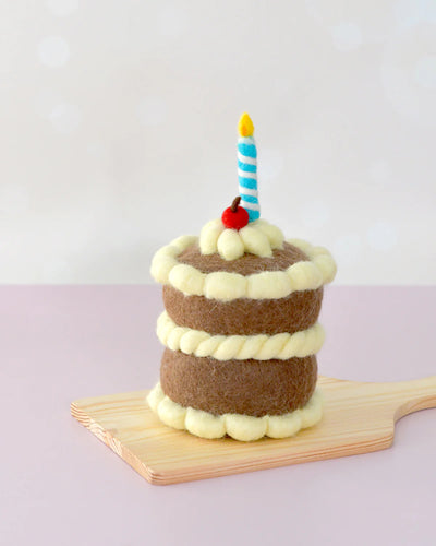 Felt Chocolate Shortcake Birthday Cake with Candle