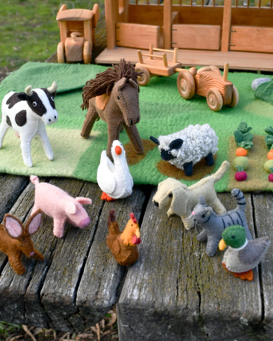 Felt Farm Animals Toys, Set of 10