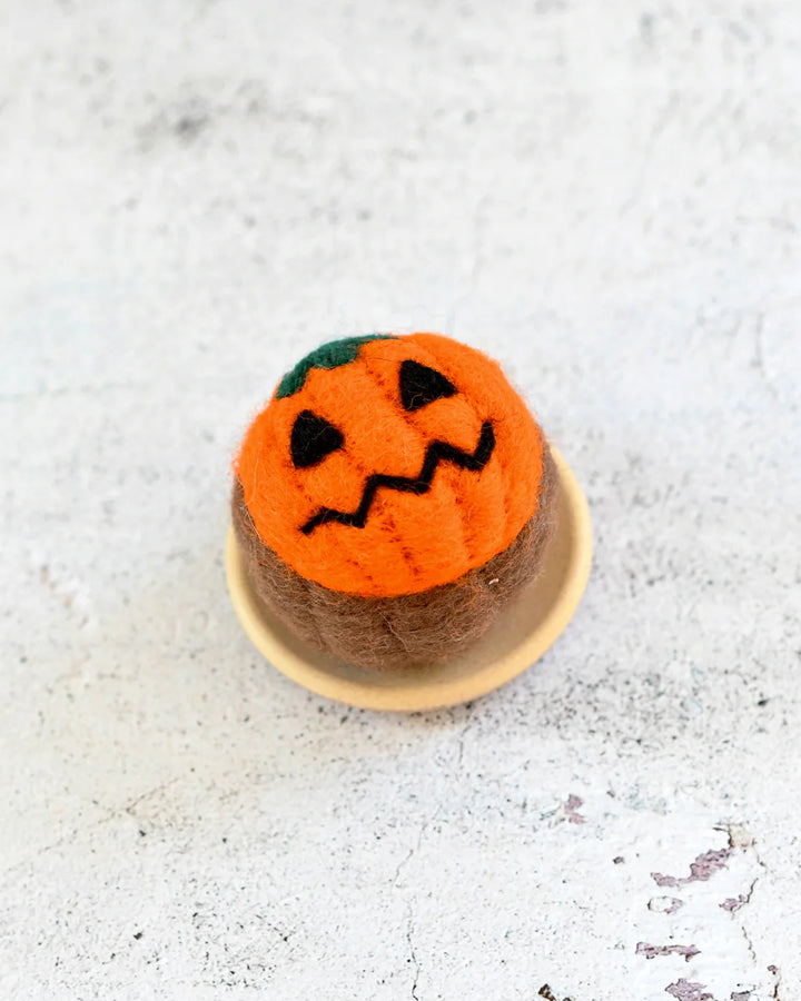 Felt Halloween Cupcake Orange Jack &