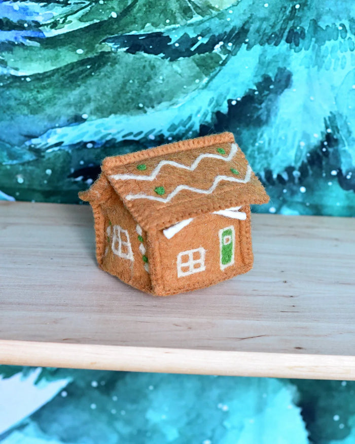 Felt Gingerbread House, Green Door