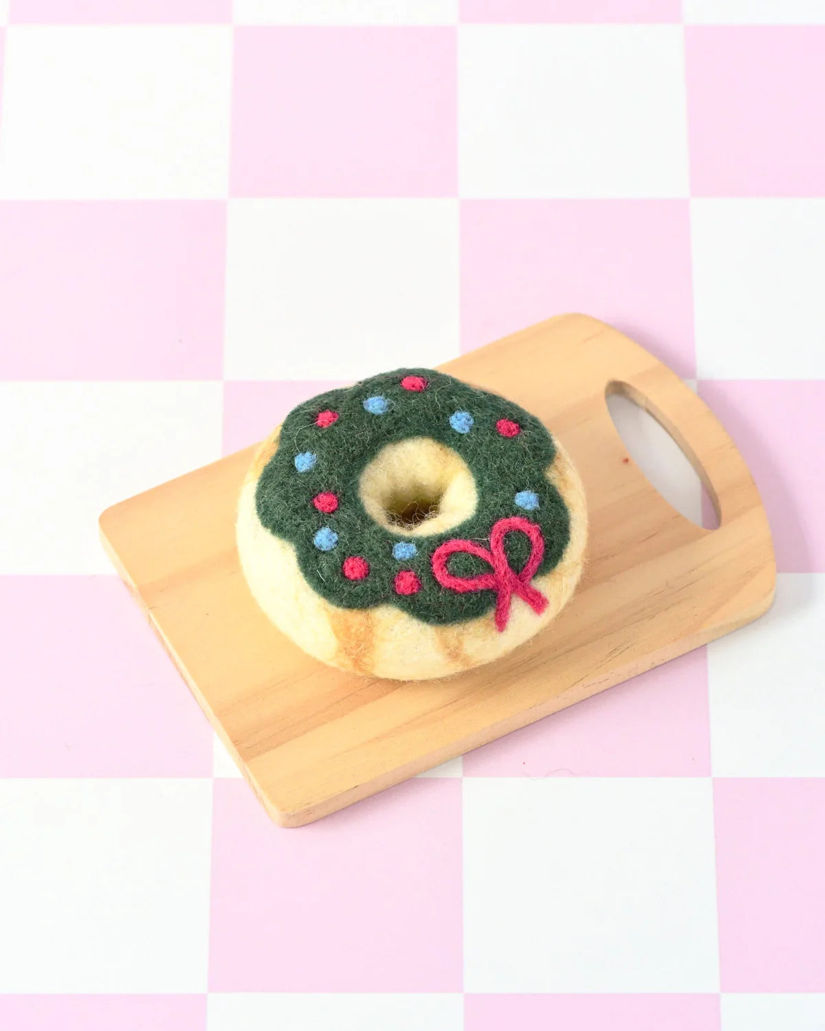 Felt Christmas Donut, Green Holly Wreath Icing