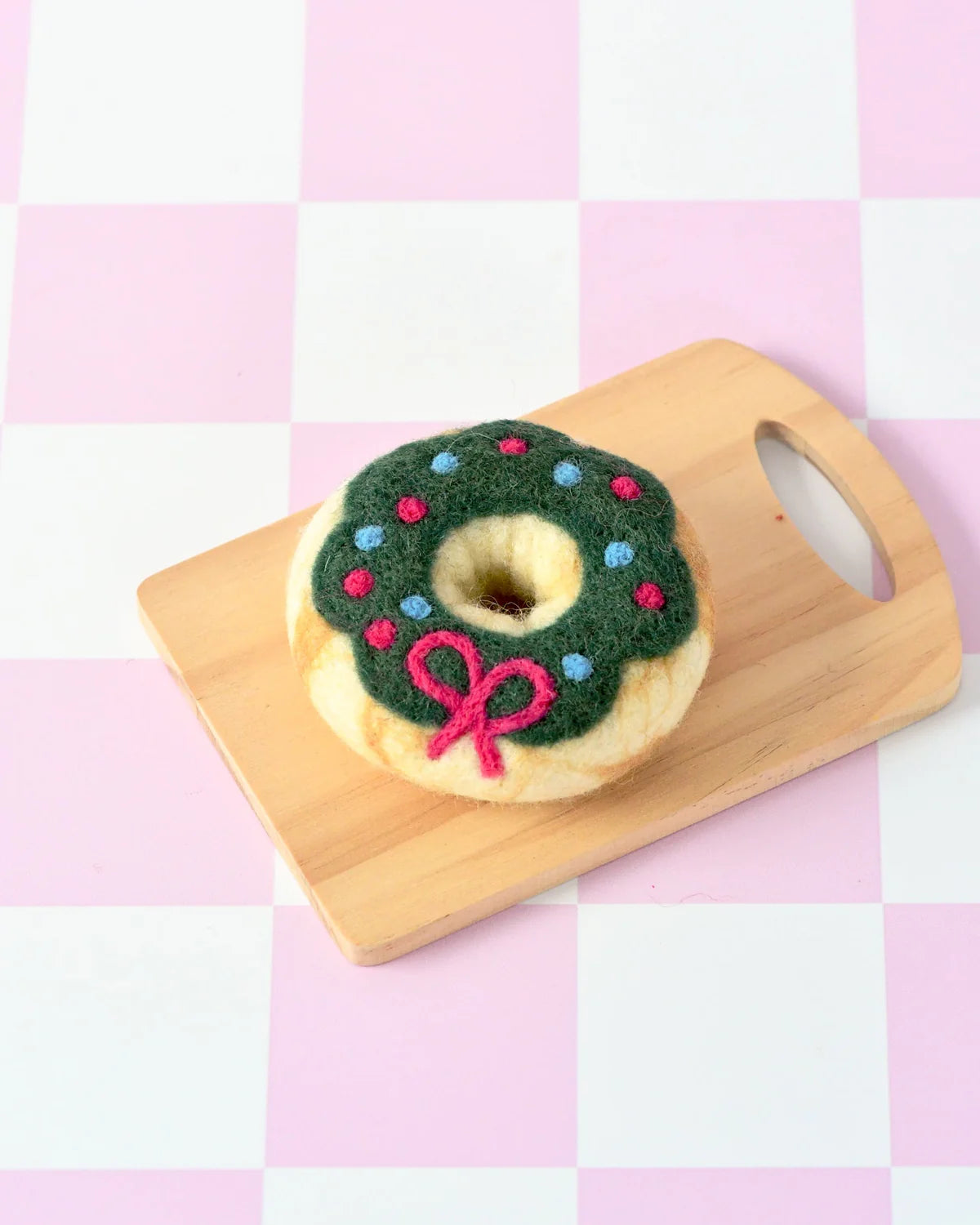 Felt Christmas Donut, Green Holly Wreath Icing