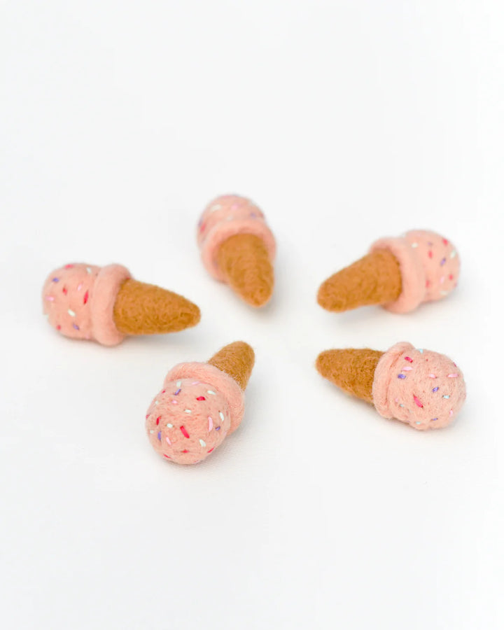 Felt Ice Cream, Peach with Sprinkles