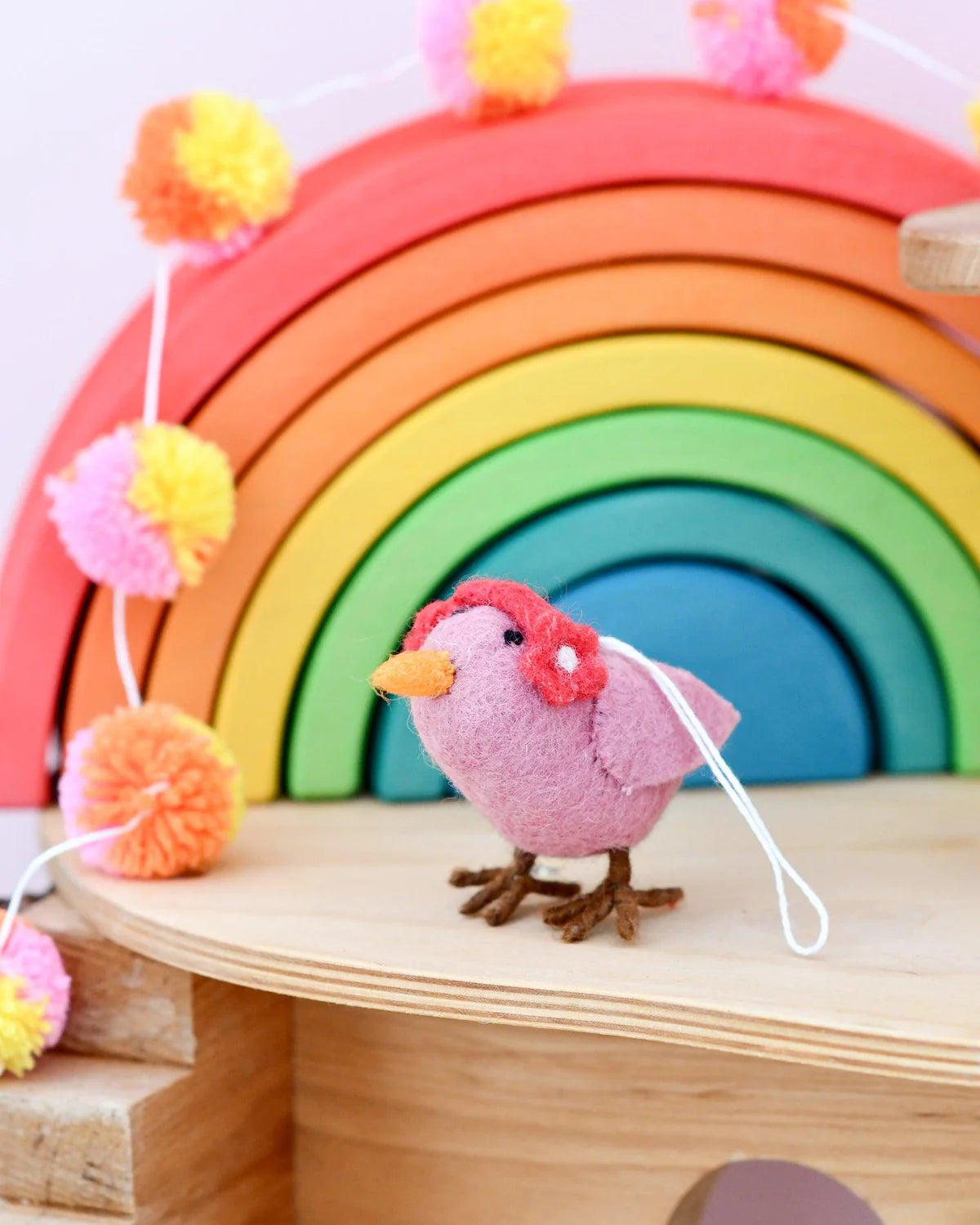 Felt Pink Bird Hanging Ornament