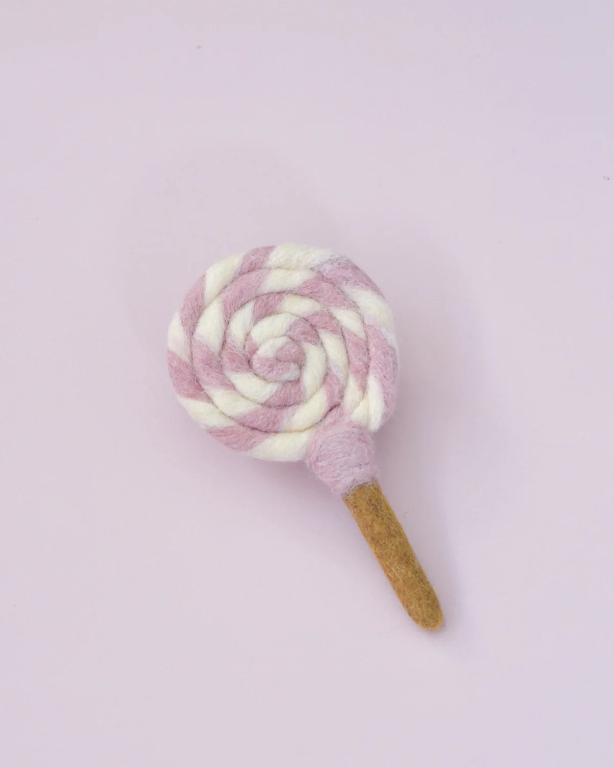 Felt Pink and White Swirl Lollipop