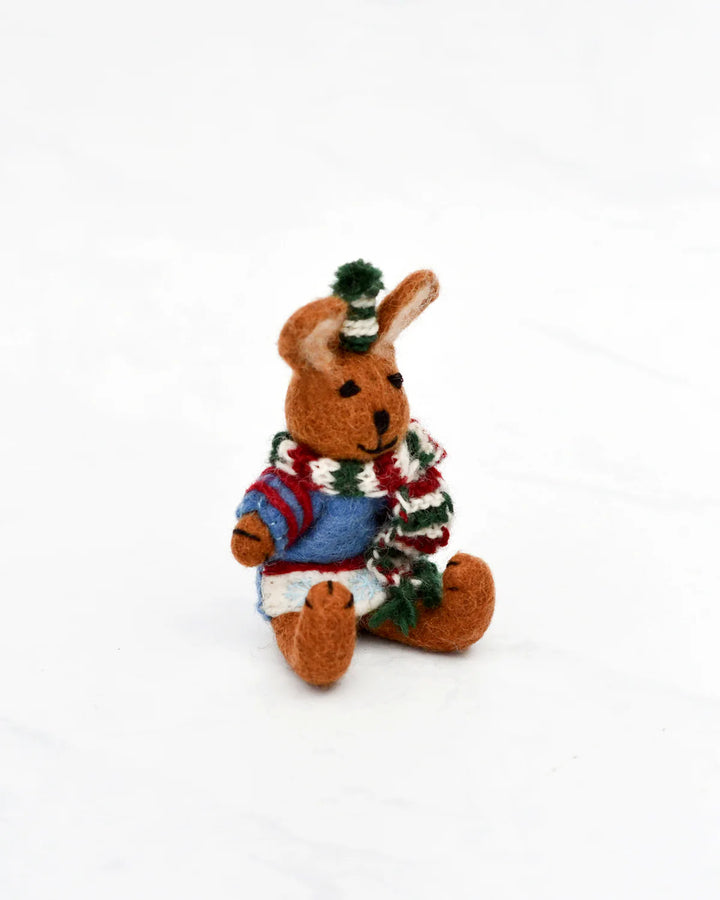 Sale Felt Brown Hare Rabbit with Blue Sweater