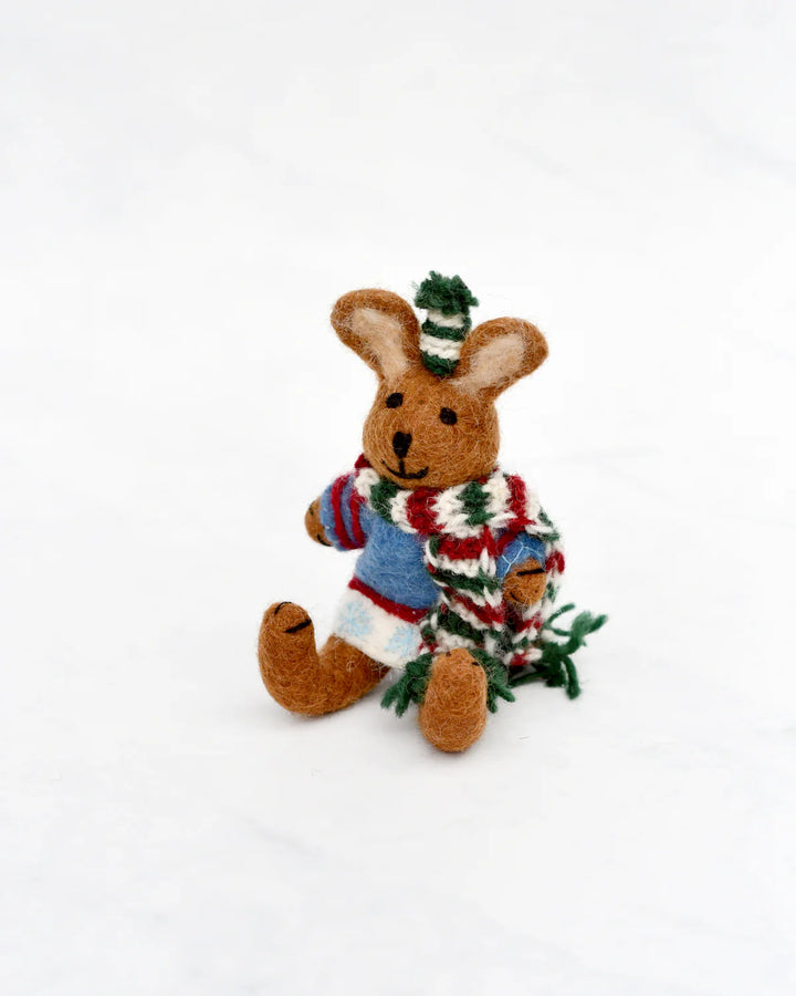 Sale Felt Brown Hare Rabbit with Blue Sweater