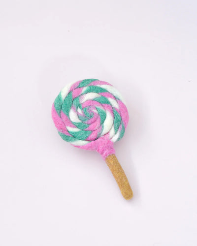 Felt Colorful Pink and Green Swirl Lollipop