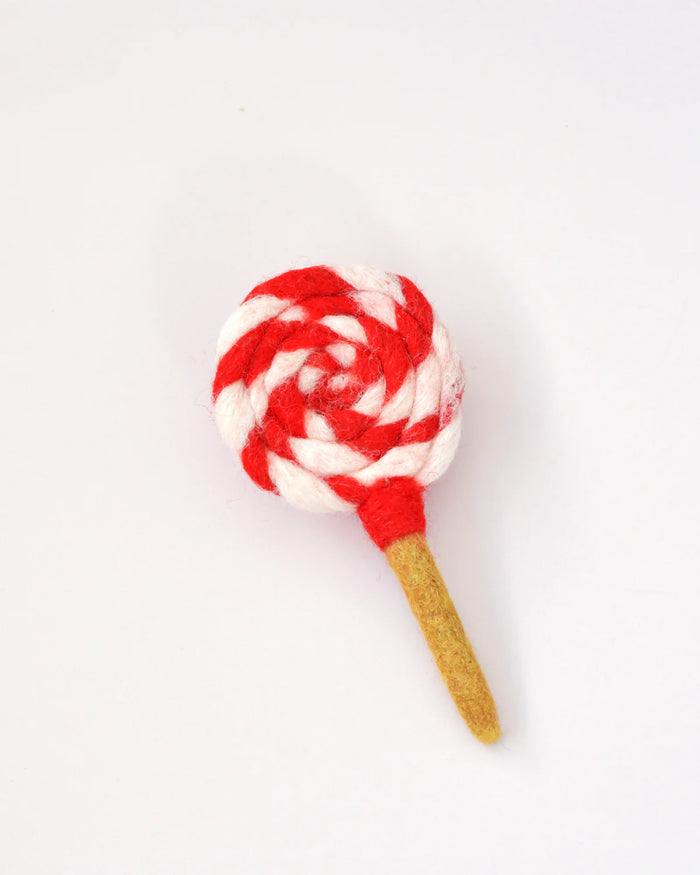 Sale Felt Red and White Swirl Lollipop