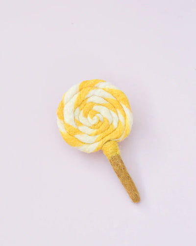 Felt Yellow and White Swirl Lollipop