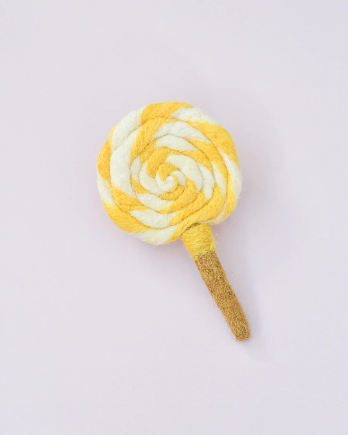 Felt Yellow and White Swirl Lollipop