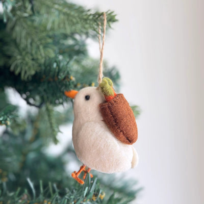 Felt Bird with Carrot Ornament