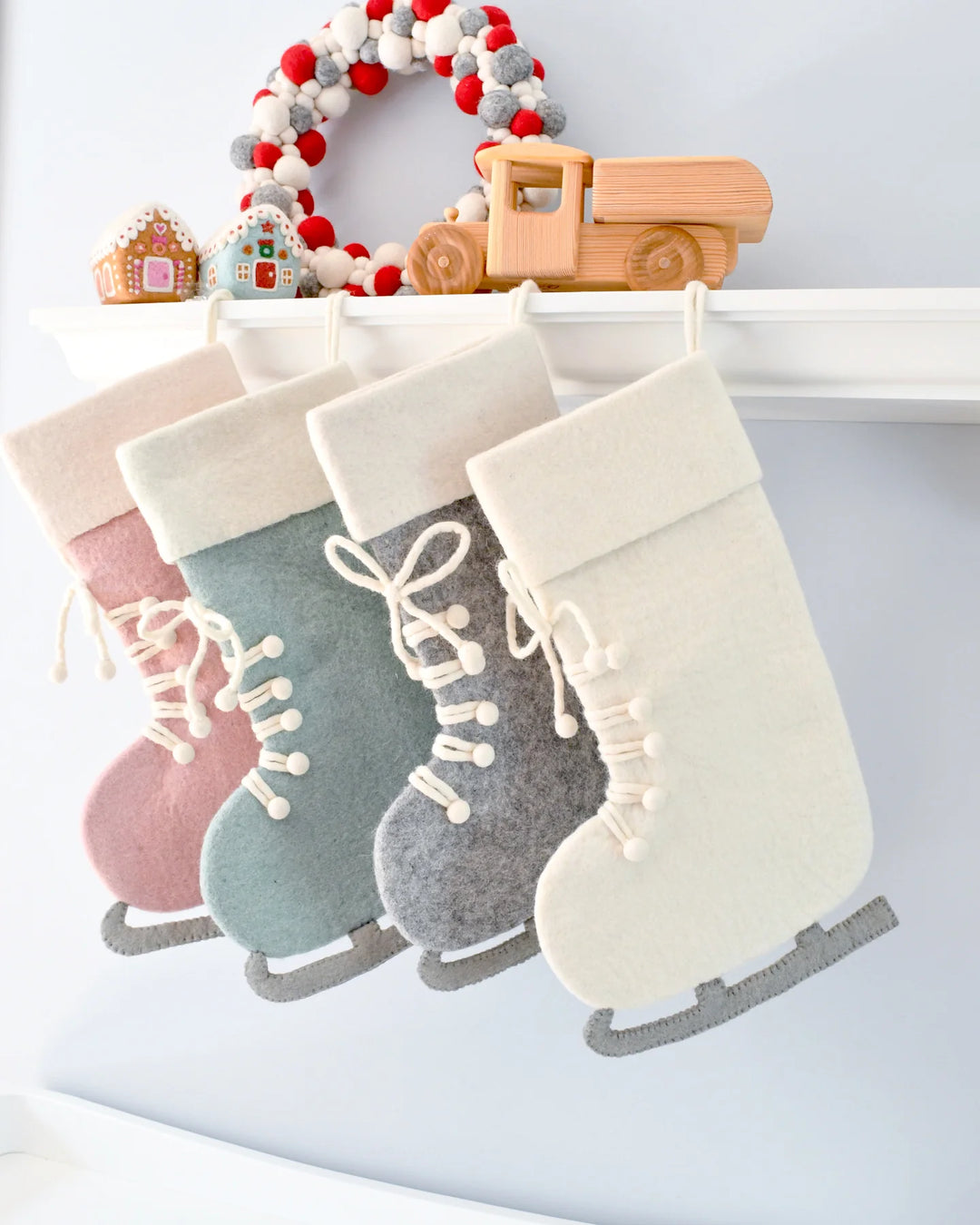 Sale Felt Blue Ice Skate Christmas Stocking