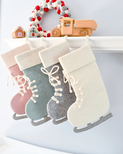 Felt Blue Ice Skate Christmas Stocking