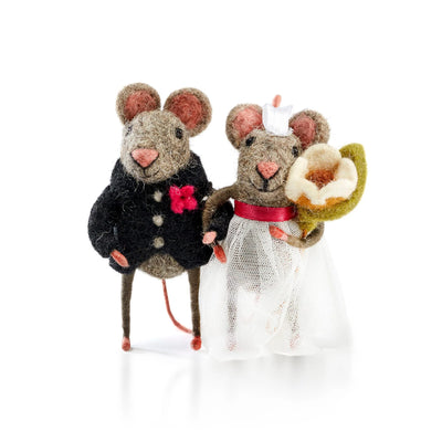 Felt Bride and Groom Wedding Mice