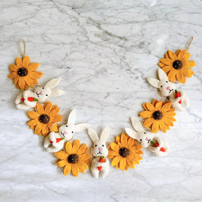 Felt Bunny and Sunflower Garland