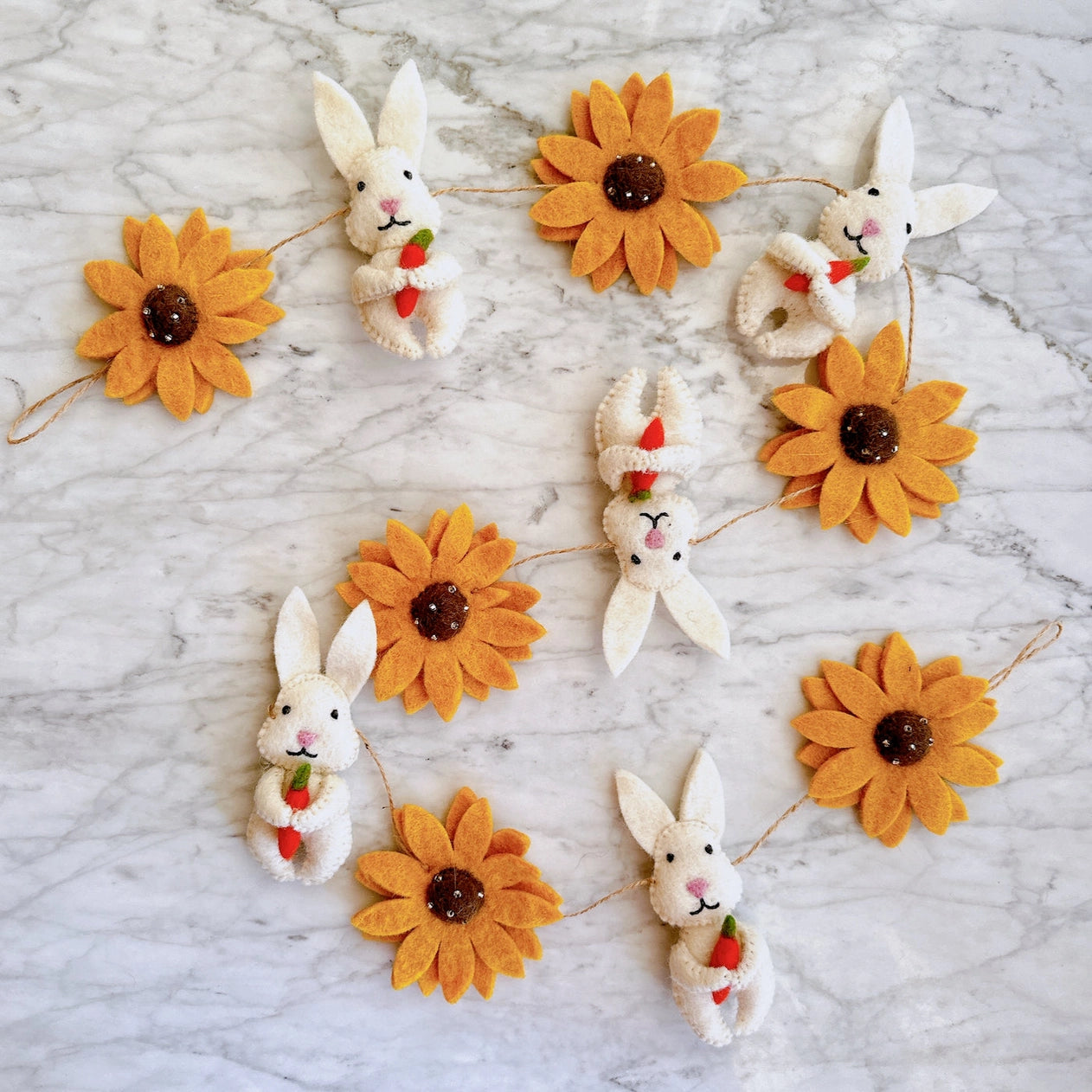 Felt Bunny and Sunflower Garland