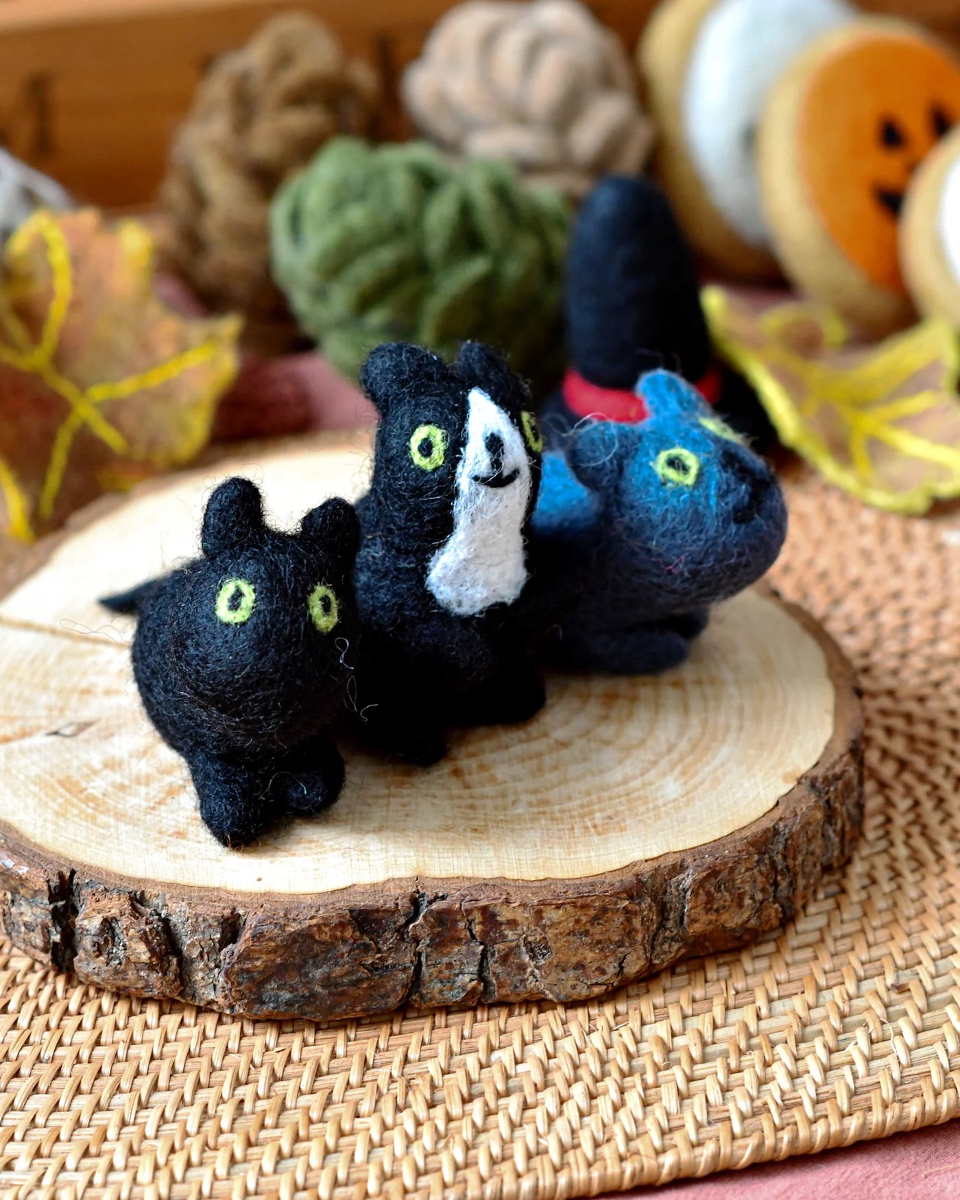 Sale Felt Cats, Set of 3