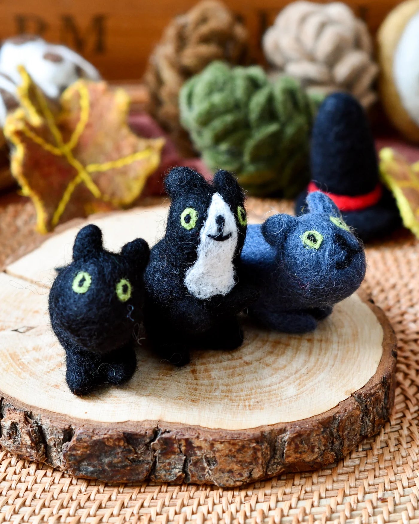 Sale Felt Cats, Set of 3