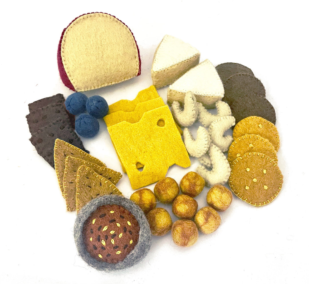 Felt Cheese and Crackers, Set of 49 Pieces