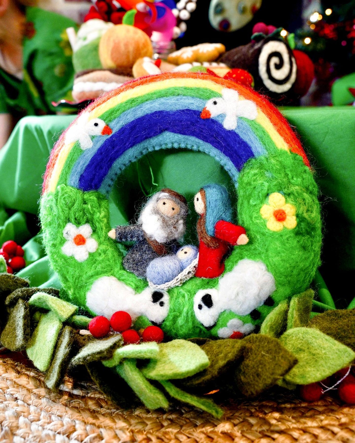 Christmas Rainbow Nativity Wreath