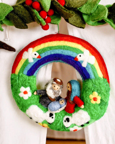 Christmas Rainbow Nativity Wreath