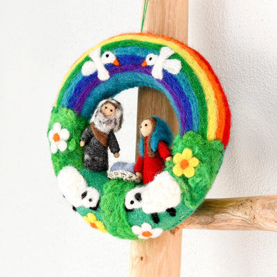 Christmas Rainbow Nativity Wreath