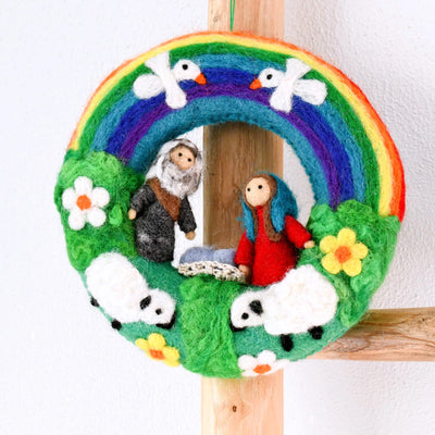 Christmas Rainbow Nativity Wreath