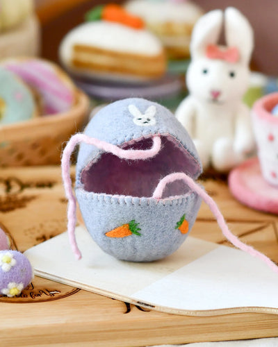 Pre-Order Felt Egg Cover, Lilac with Bunny Motif (Ships in mid-February)